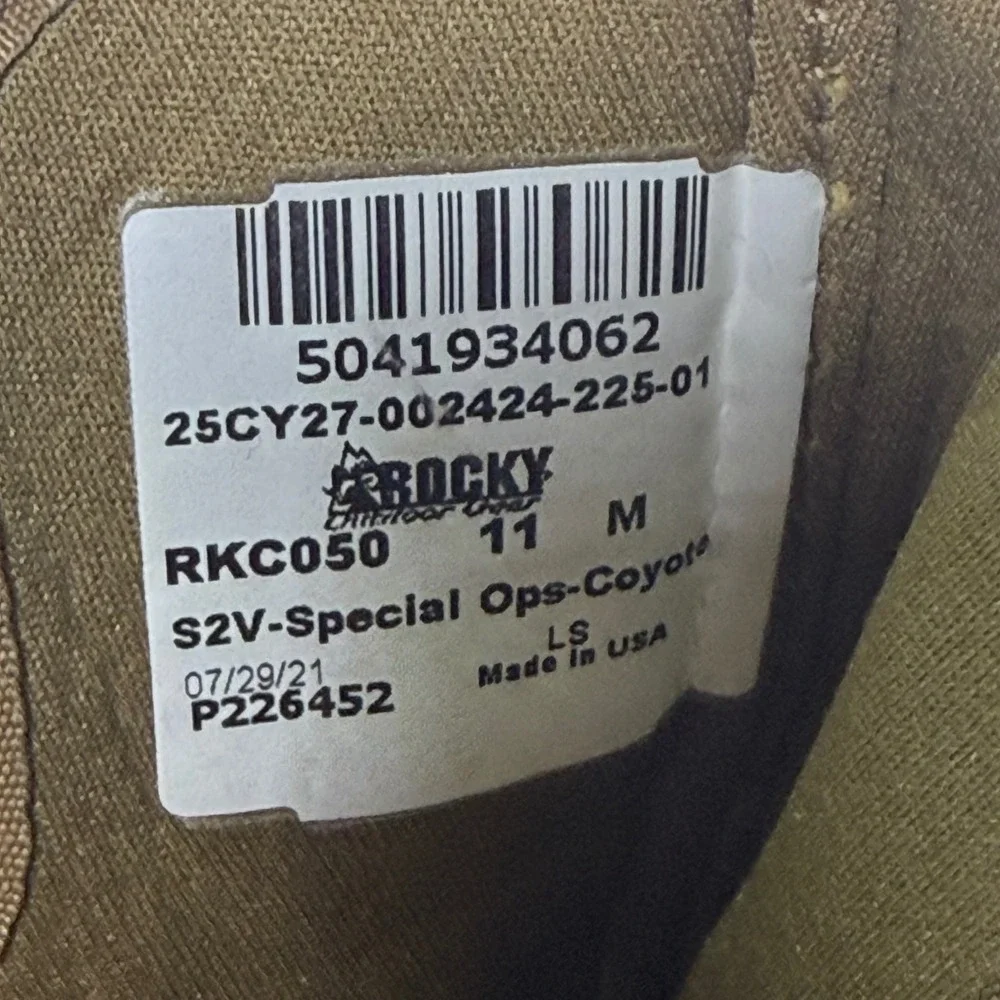 Rocky S2V Special Ops Boots Mens 11 Coyote Brown Military Tactical RKC050 USA